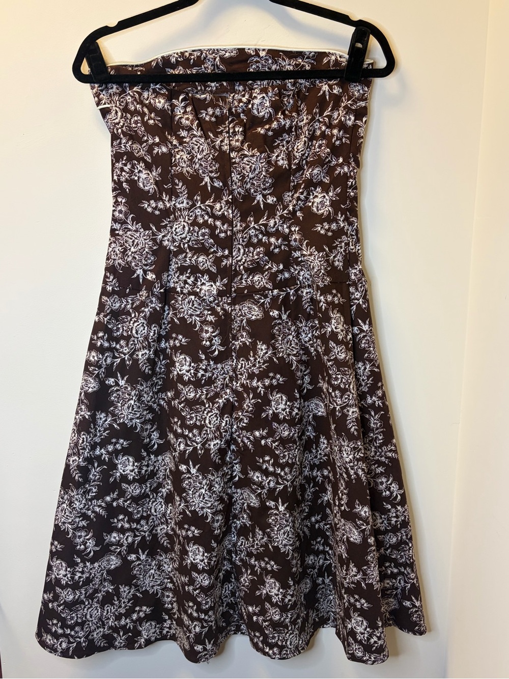 YK2 Teeze Me Floral Strapless Dress in Chocolate Brown & White Juniors Size 9 - Picture 3 of 8